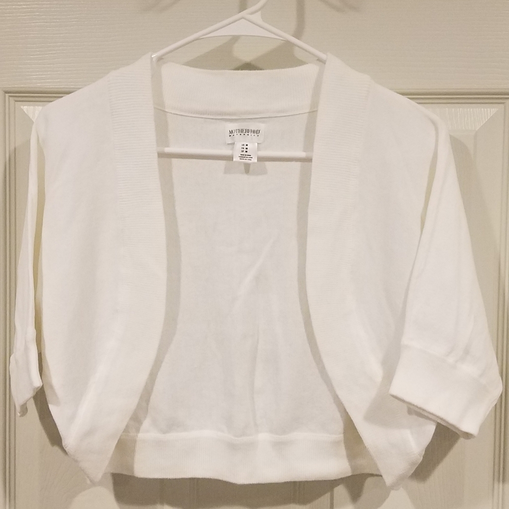 White Motherhood Maternity shrug sweater, medium